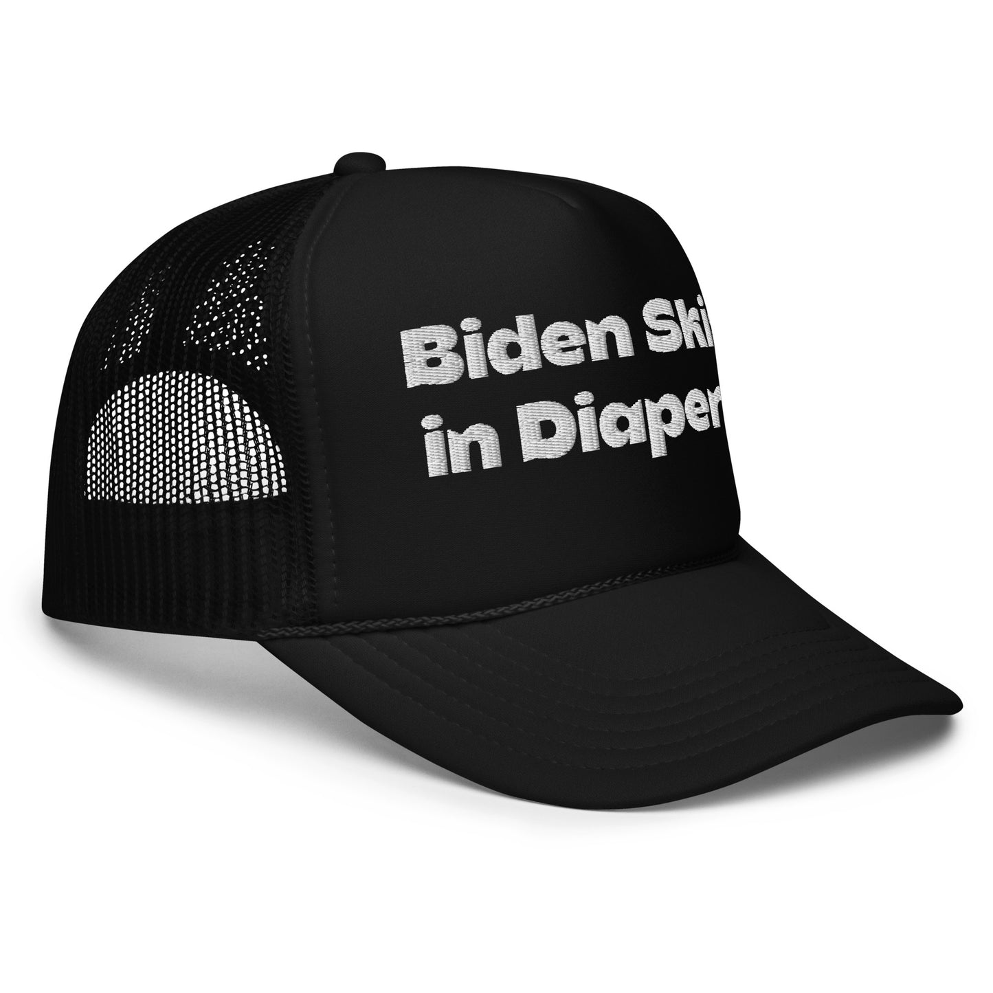 Biden Skis in Diapers Foam trucker hat