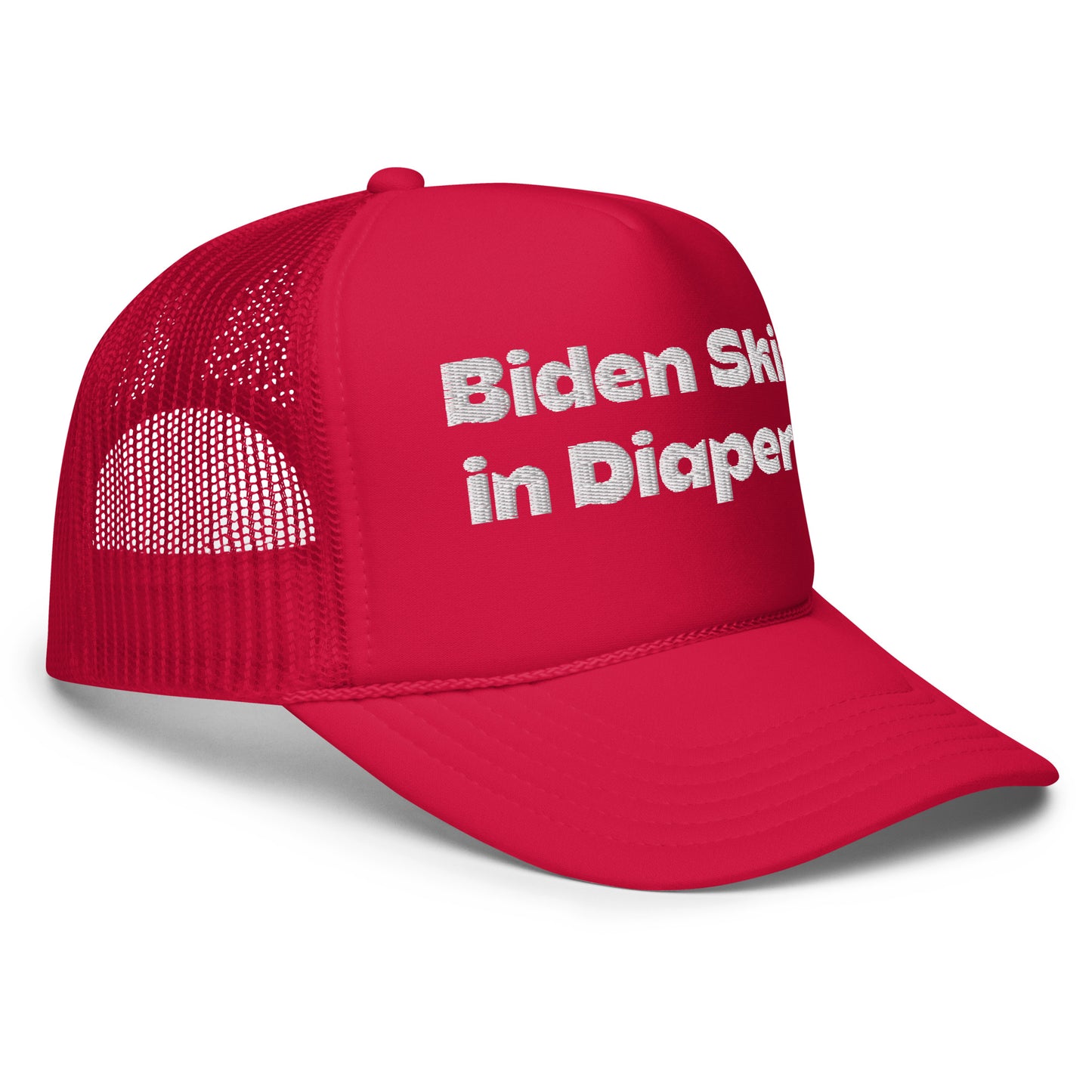 Biden Skis in Diapers Foam trucker hat